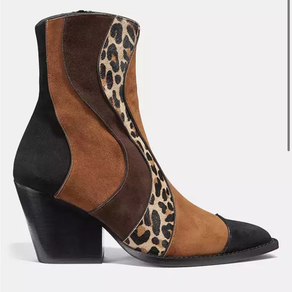Coach Suede Calf Hair Patchwork Booties